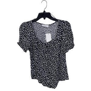 Elodie Black White Cheetah Blouse Size XS NEW